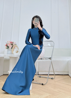 RAINN Plain traditional ao dai with crystals collar