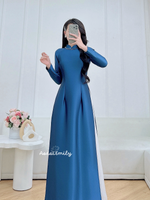 RAINN Plain traditional ao dai with crystals collar