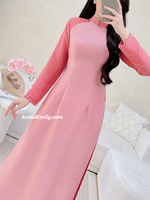 ROSA Mauve pink ao dai with simple pearls designs