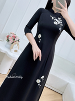 PEPPER Black ribbons embroidery Pre made ao dai