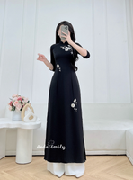 PEPPER Black ribbons embroidery Pre made ao dai