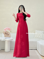 SAMARA Burgundy ao dai with simple crystals