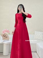 SAMARA Burgundy ao dai with simple crystals