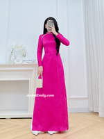 MILEY Hot pink hand beading designed collar ao dai
