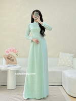 GRACIE Pastel ao dai set with pearls