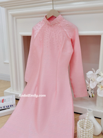 LANA Pink tradition style hand beading crystals collar