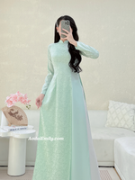 GRACIE Pastel ao dai set with pearls