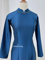 RAINN Plain traditional ao dai with crystals collar