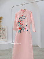 DALEYZA Pink Spring Flowers Ao Dai