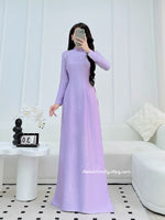 RYLIE Purple ao dai with simple crystals rhinestones