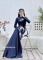 SAIGE Dark Blue hand beading collar with embroidery