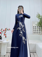 SAIGE Dark Blue hand beading collar with embroidery