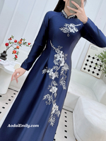 SAIGE Dark Blue hand beading collar with embroidery