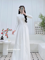 DOROTHY White Hand beading 3D flowers with crystals