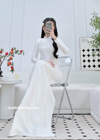 DOROTHY White Hand beading 3D flowers with crystals