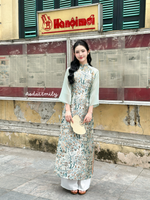 LANEY Taffeta modern ao dai with spring patterns