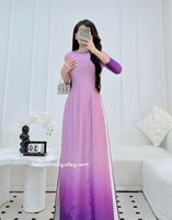 LEXI Ombre Purple ao dai with designed Crystals rhinestones