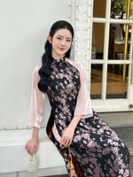 SLOANE Taffeta Modern ao dai with Cherry blossom patterns