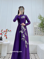 CAMRYN Purple Hand beading collar with embroidery flowers