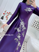 CAMRYN Purple Hand beading collar with embroidery flowers