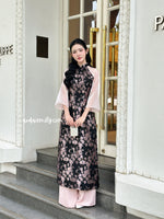 SLOANE Taffeta Modern ao dai with Cherry blossom patterns