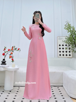 OPAL Pink Hand beading 3D flowers with crystals