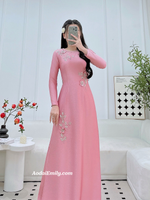 OPAL Pink Hand beading 3D flowers with crystals