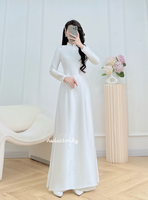 ROSEMARY White ao dai with designed crystals