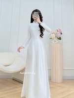 ROSEMARY White ao dai with designed crystals