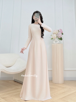 POPPY Beige/Nude ao dai with designed crystals