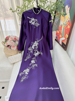 CAMRYN Purple Hand beading collar with embroidery flowers