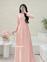 LEIA Blush pink ao dai with simple crystals|