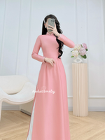 CLEMENTINE Deep Pink ao dai with designed crystals