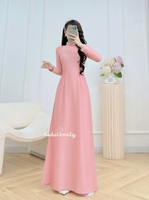 CLEMENTINE Deep Pink ao dai with designed crystals