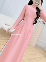 CLEMENTINE Deep Pink ao dai with designed crystals