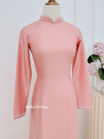 CLEMENTINE Deep Pink ao dai with designed crystals