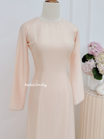 POPPY Beige/Nude ao dai with designed crystals