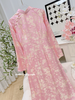 FIONA Ao dai Gam with Cherry Blossom Flowers with buttons