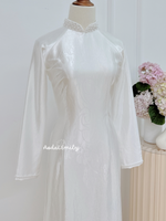 ROSEMARY White ao dai with designed crystals