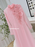 HALLIE Pink Ao dai with designed crystals