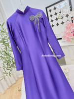 KENZIE Purple ao dai with Hand beading bows