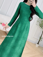UNIQUE Green ao dai with Crystals rhinestones Collar
