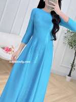 SIENA Blue ao dai with round collar