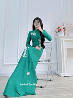 HAVEN Green Pre made embroidery ao dai with hand beading crystals