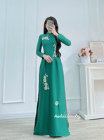 HAVEN Green Pre made embroidery ao dai with hand beading crystals