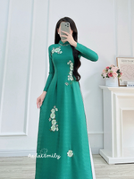 HAVEN Green Pre made embroidery ao dai with hand beading crystals