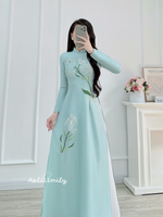 ADLEY Lily flowers embroidery with hand beading crystals