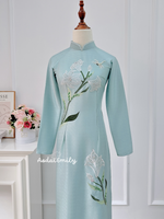 ADLEY Lily flowers embroidery with hand beading crystals