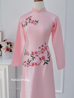 JULIET Pink Pre made embroidery ao dai