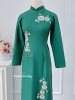 HAVEN Green Pre made embroidery ao dai with hand beading crystals